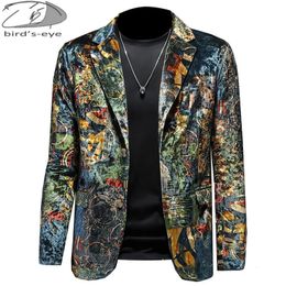 Men's Suits Blazers Men's Fashion Gold Print Groom Wedding Dress Suits Jackets Male Casual Blazer Mens Wedding Banquet High-end Brand Blazer 230824