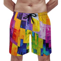 Men's Shorts Brush Print Board Summer Abstract Geometric Retro Beach Short Pants Sports Comfortable Design Swim Trunks