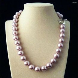 Chains Hand Knotted Classic Wedding Necklace 12mm Purple Shell Pearl Fashion Jewellery 18inch