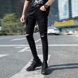 Men's Jeans Spring Autumn Men Fashion Ripped Design Solid Colour Simple Premium Casual