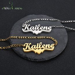 Pendant Necklaces Nextvance Fashion Customised Stainless Steel Personalised Heart Double Mezzanine Woman Birthday Jewellery Gift 230825