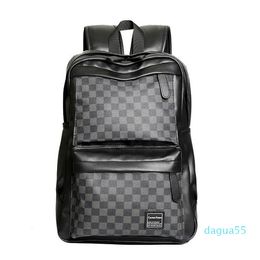 Chequered Backpack High Capacity Men's Bag Student School Bag Trend Backpack Leisure Travel Trend