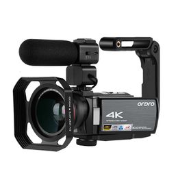 Camcorders Camcorders Video Camera 4K Professional for Blogger Ordro AE8 IR Night Vision WiFi Filmadora Full HD Digital Cameras YouTuber 230824