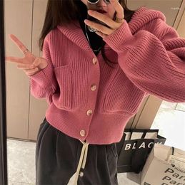 Women's Hoodies Autumn And Winter Thickened Small Short Hooded Sweater Coat Loose Casual Long Sleeve Thick Thread Knitted Cardigan