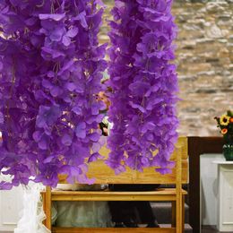 Decorative Flowers 12 Pcs Artificial Wisteria Flower Branch Simulated Hanging Fake Wedding Bouquet Silk Material