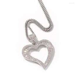 Pendant Necklaces Mini Heart Iced Out Bling Charm With Box Chain Necklace Hip Hop Jewellery For Men Women Gifts