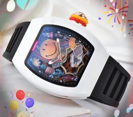 Smiling Face Shape Men Full Functional Dwellers Stopwatch Watches Japan Quartz Movement Chronograph Colorful Rubber band lumious popluar clock watch gifts