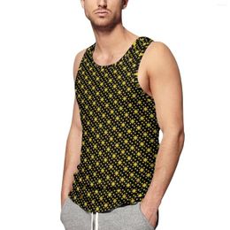 Men's Tank Tops Yellow Daisy Top Cute Floral Print Sportswear Summer Bodybuilding Men Design Sleeveless Shirts 3XL 4XL 5XL