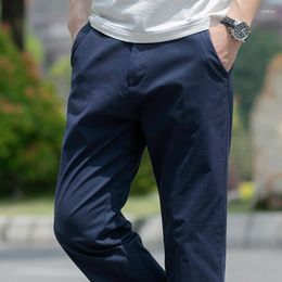 Men's Pants 2023 Summer Cotton Elastic Loose Straight Casual Business Dad Thin Long Western Smooth