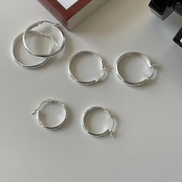 Hoop Earrings 20mm 25mm 30mm 1pair REAL.925 Sterling Silver Ear-Bone Circle Tunnel Piercing Huggie Ear Earring Hip Hop C-C833