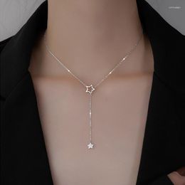 Pendant Necklaces Trendy Rhinestone Star Necklace Women Tassel Cubic Zirconia Clavicle Chain Wedding Birthday Jewellery Gift