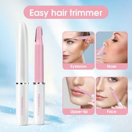 Electric Shavers 22023 Eyebrow Trimmer for Women Portable Hair Remover Metal Cover Battery Powered Ladies Shaver Pink 230825