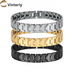 Bangle Scratch-proof Tungsten Bracelet Men Magnetic Hematite Tungsten Carbide Bracelets Benefits Chain Link Jewellery Waterproof 230824