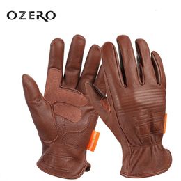 Cycling Gloves OZERO Man Cycling Leather gloves Outdoor Protective Motorcyclist Full Finger Breathable Non-slip Riding Accessories Gloves 230825