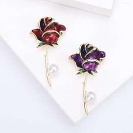 Brooches Elegant Rose Flower Enamel Brooch Pins For Women Lapel Wedding Corsage Coat Dress Suit Jewellery Valentine's Day Gift