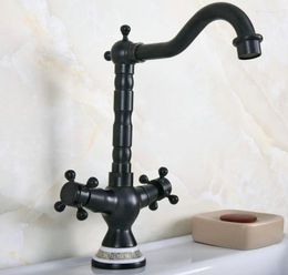 Kitchen Faucets Basin Oil Rubbed Bronze Bathroom Sink Faucet 360 Degree Swivel Dual Handle Washbasin Mixer Taps Tnf648