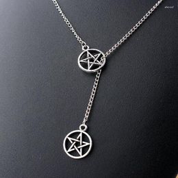 Pendant Necklaces Fashion Supernatural Gothic Pentagram Sun Necklace Vintage Handcuffs Waves Choker Jewellery For Men/Women Gift Bijoux