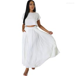Ethnic Clothing African Skirt Set Clothes Women T Shirt Crop Tops And Long Suit 2023 Summer Fashion Solid Casual Outfits