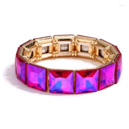 Bangle Crystal Glass Bracelet For Women's Fashion Exquisite Geometric Marquise Alloy Rhinestones Girls Jewelry