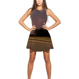 Casual Dresses Street Trend Women's Summer 3D Printing Cotton Round Neck Sleeveless Skirt 2023 Landscape Logo Slim Nightdress