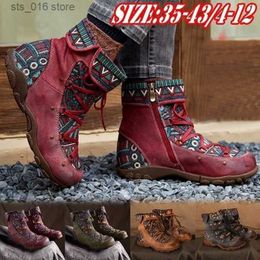 Boots Women's Ladies Retro Bohemian Style Ankle Zip Short Boots Booties Casual Shoes Women's Winter Boots Botas mujer invierno 2020 T230824