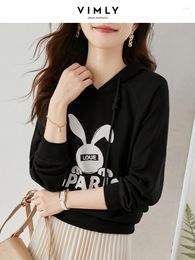 Women's Hoodies Vimly 2023 Spring In & Sweatshirts For Women Pullover Hooded Cute Printing Long Sleeve Top Clothing