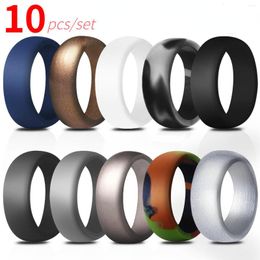 Cluster Rings Men's Sports Silicone Ring Set Running 10 Color Wedding Hypoallergenic Flexible Finger - Durable And Comfortable