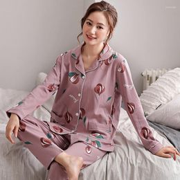 Women's Sleepwear Middle-aged Women Nightwear Pyjamas Adult Cotton Print Big Yards Set Long Pant Casual Mother