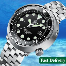 Wristwatches STEELDIVE SD1975 Mens Automatic Watches Men Dive Watch 300m Waterproof Mechanical Wristwatch C3 Luminous Clock Sapphire Mirror 230824