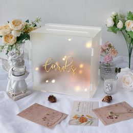 Other Event Party Supplies OurWarm Frosted Acrylic Wedding Card Box with String Light Large Gift for Reception Graduation 230824