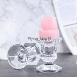 Glass Candle Holders Wedding Candlestick Fine Transparent Crystal Glass Candle Stand Dining Home Decoration HKD230825