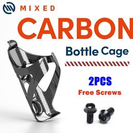 Water Bottles Cages MIXED Full Carbon Fiber Water Bottle Cage Lightweight Holder for MTB Mountain Bicycle Road Bike Cycling Accessories 230824