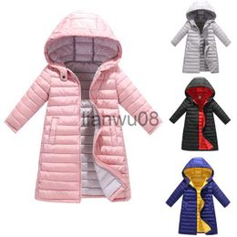Down Coat Autumn Long Girl Jackets for Girls Children's Pink Thin Cotton Winter Coat Clothing Kid Hooded Padded Jacket Parka Overcoat x0825