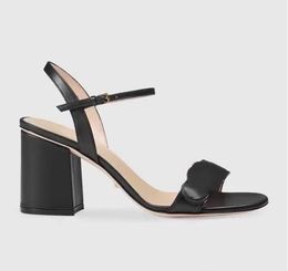 Luxury high Heels Leather sandal suede mid-heel 7-11cm women designer sandals summer Sexy Size 35-40