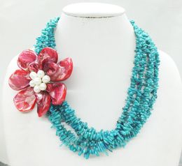 Choker Beautiful ! Classic Green Coral Shells Flower Necklace 19"