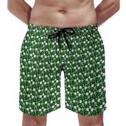 Men's Shorts Green Shamrock Board St Patricks Day Vintage Beach Short Pants Custom Sports Fitness Quick Dry Swimming Trunks Gift