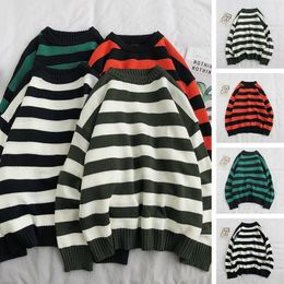 Men's Sweaters Fashion Pullover Red And Black Stripe Knitted Sweater Men Women's Autumn Winter Round Neck Casual Trend Clothing Plus Size 702 230824