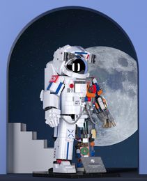 Bearbrick Astronauta Minifigs Tijolos Blocos de construção de tijolos de astronauta Modelo Minifigs Estátua de astronauta Brinquedos para perspectiva infantil Acessórios para casa mecânica Presente