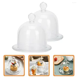 Plates 2 Pcs Glass Cover Tray Foretaste Cake Dome Plate Holder Wedding Cupcake Stand Pastry Covered Base Multi-use Stands