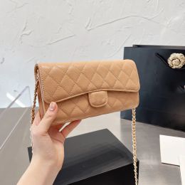 5A Quality Woman Fashion Shoulder Bag Designer Bags Card Holder Gold Caviar Genuine Leather Chain Wholesale Handbag Quilted Coin Purse Wallet Black Shoulder Bags