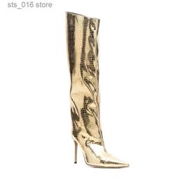 Boots Paris Fashion Women's Boots Patent Leather High Heel Boots Leopard Print Knee Boots Popular European and American Party Boots T230824