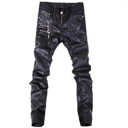 New fashion men leather pants skinny motorcycle straight jeans casual trousers size 28-36 A10312944