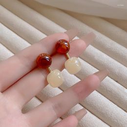 Stud Earrings Geometric Acrylic For Women Girls Korean Cute Brown Resin Wedding Party Fashion Jewelry Accessories Gift