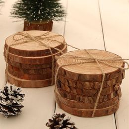 6pcs lot Pine Wooden Chips Cut Pieces Wood Log Sheet Rustic Wedding Decor Party Centrepieces Vintage Country Style Y0228263W