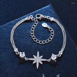 Link Bracelets Fashion Star Women Long Chain Handwrist Jewellery Accessories Rhinestone Bracelet Female Cross Bileklik