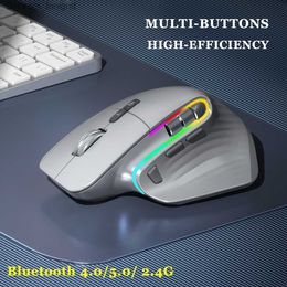 Mouse para jogos sem fio Bluetooth ergonômico para laptop silêncio USB-C RGB recarregável 5 DPI 9 multi botão para computador PC tablet Q230825