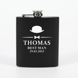 Hip Flasks Personalised Groomsmen Flask Black 6oz Gift Man Gifts For Men