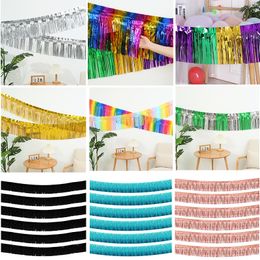 Decorative Objects Figurines 30x300CM Foil Fringe Garland Streamers Banner Wall Hanging Curtain Backdrop for Wedding Birthday Party Decorations 230824