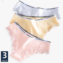 Women's Panties 3Pcs Set Sexy Lace Women Cotton Underwear Girls Briefs Low-Rise Breathable Panty Soft Women's Underpants221m