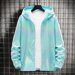 Men's Jackets Men Hoodie Jacket Colourful UV Protection Washable Smooth Hood Sun